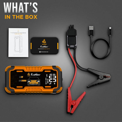 2500A Portable Car Jump Starter | EcoNour 12V Battery Booster Pack