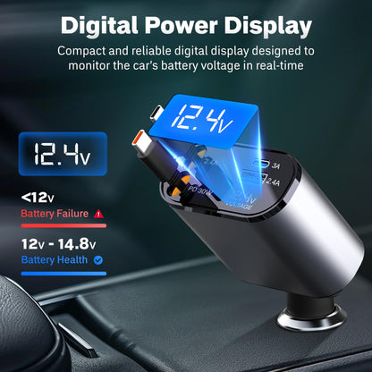 4-in-1 Car Charger | PD30W Fast Charge 82 cm | EcoNour Dual C type