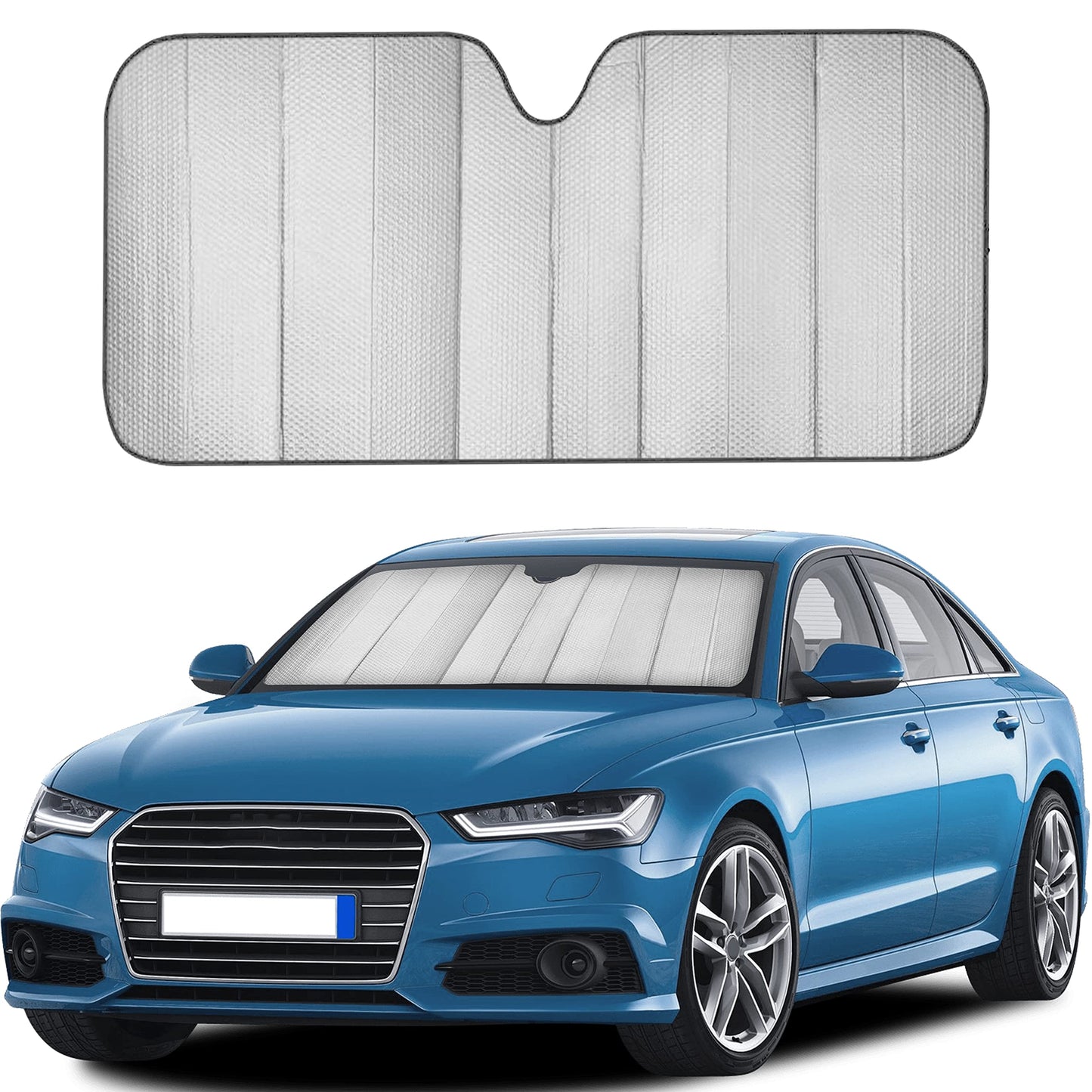 Accordion Car Windshield SunShade Foldable (Gray) 58"x27.5" | EcoNour