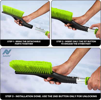 Snow Brush & Ice Scraper for Car Windshield 27" (Green) | EcoNour