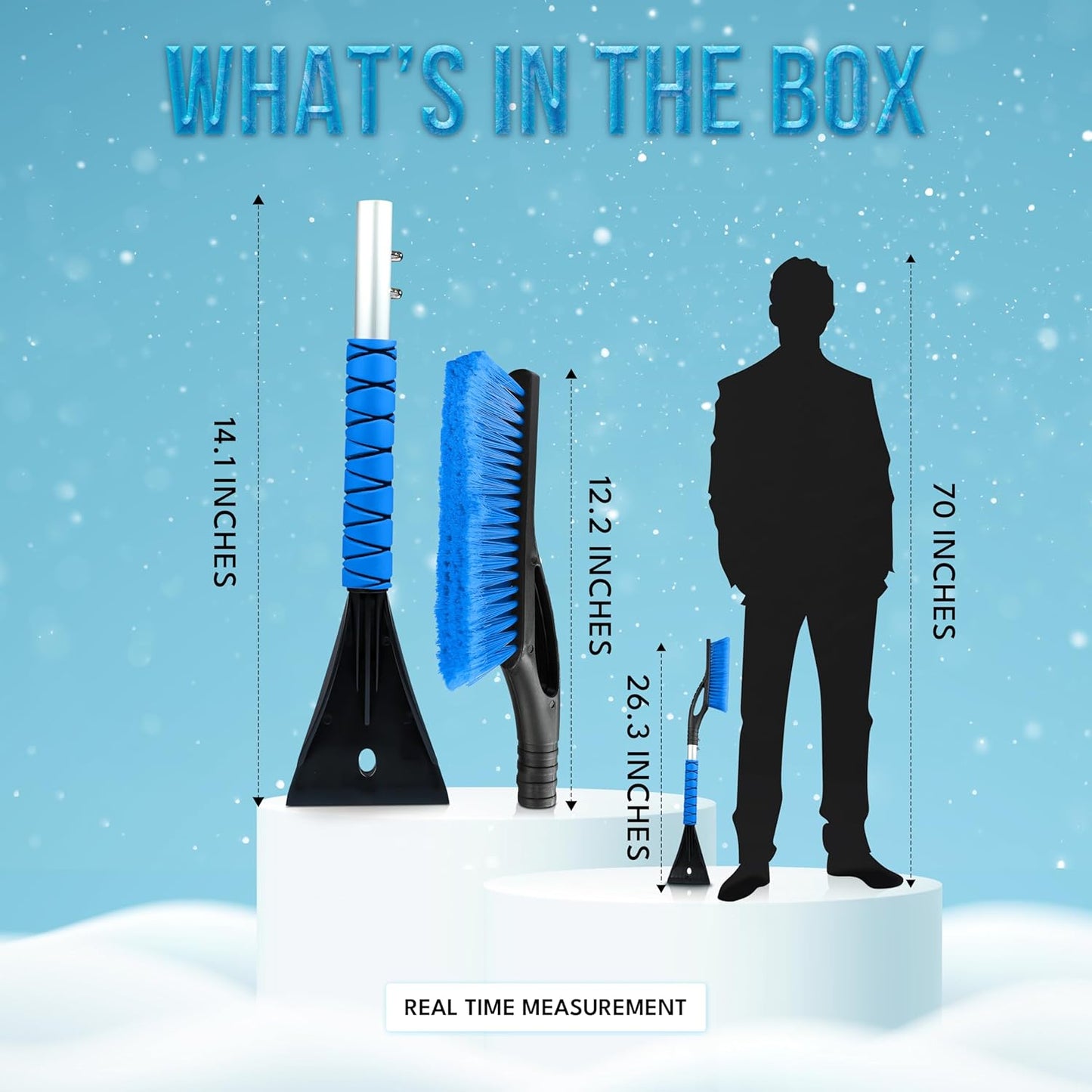 Aluminum Car Snow Scraper & Brush 27" (Blue) for winter | EcoNour