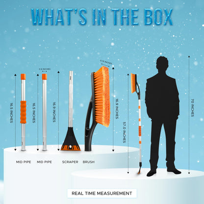 Detachable Snow Brush with Ice Scraper 57" (4-in-1 Design) | EcoNour
