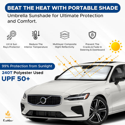 Car Windshield Sun Shade Umbrella | Medium (53" x 30") | EcoNour