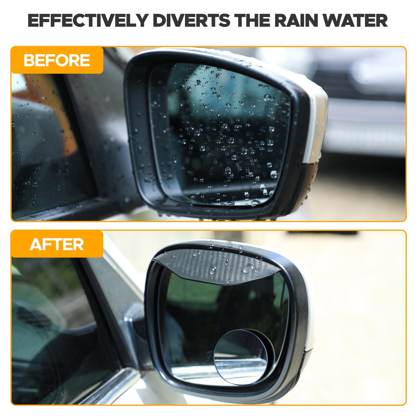 Car Blind Spot Mirrors (2 Pack) with Rain Visor | EcoNour 2" Round HD