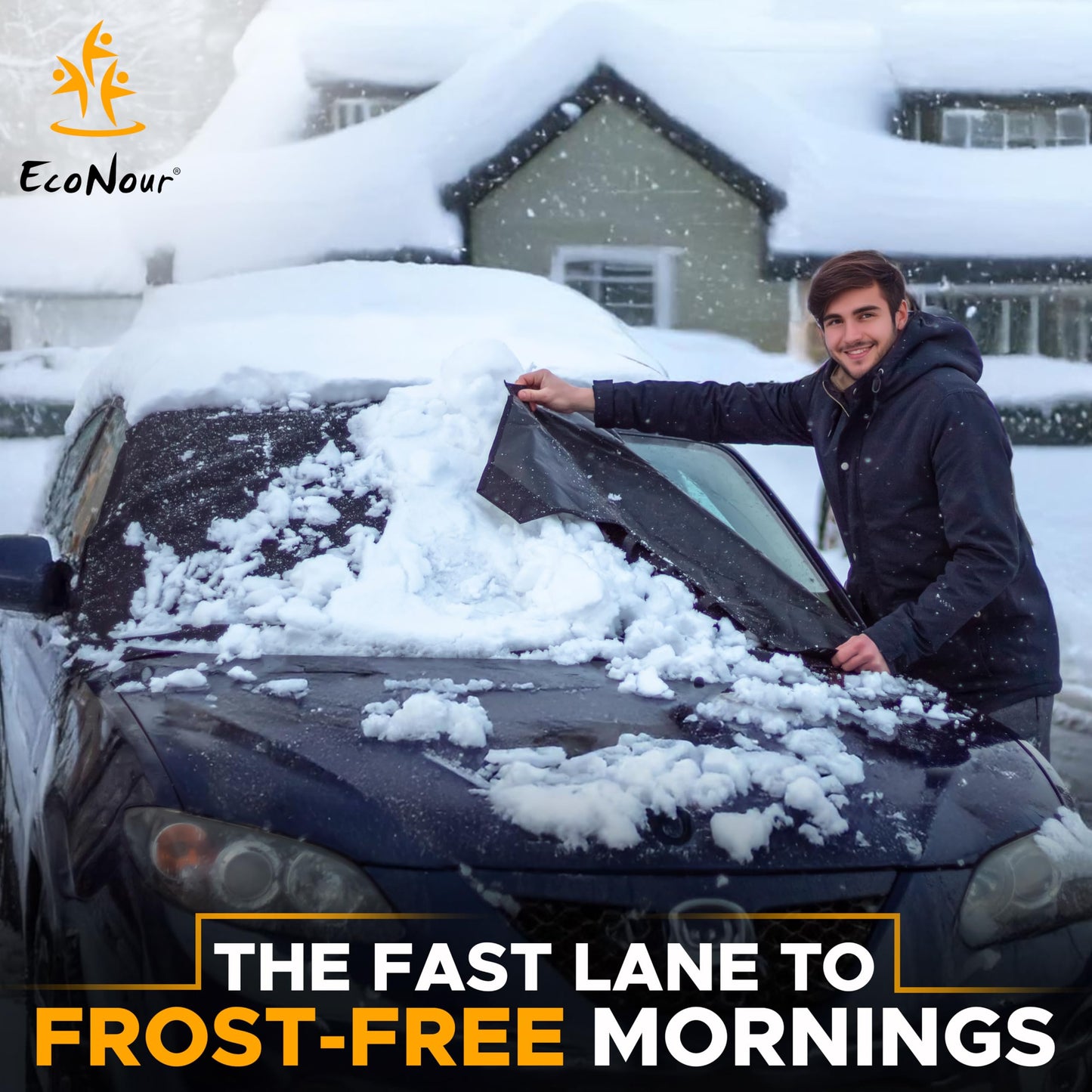 Windshield Snow Cover XL 74"x43" | EcoNour 600D Waterproof