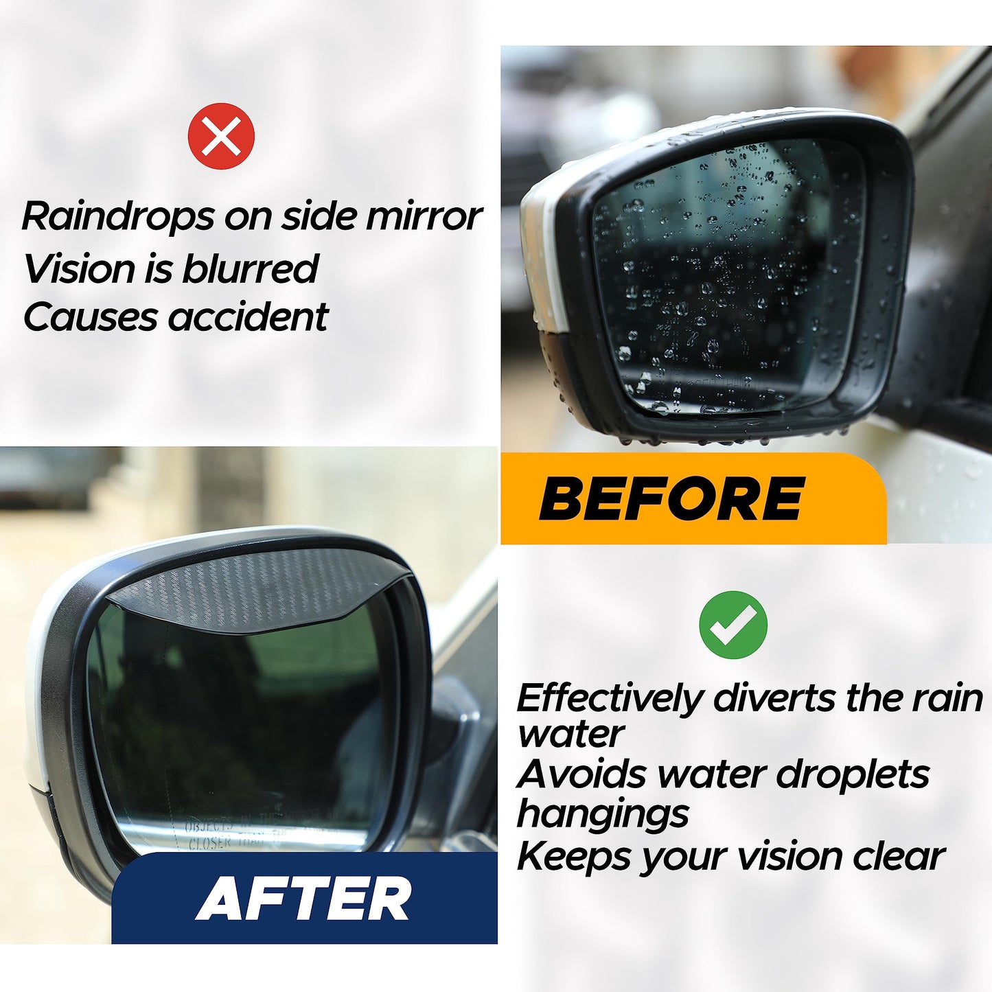 Blind Spot Car Mirror (2 Pack) | EcoNour Wide Angle & Rain Guard