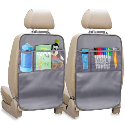 Back Seat Protector 2-Pack for Kids Feet (Grey) | EcoNour Car Kick Mat