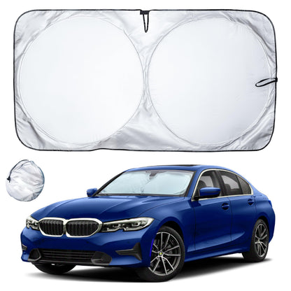 Car Windshield Sun Shade with Mirror Cut (64"x32") Medium | EcoNour