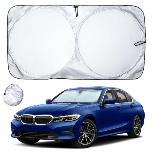 Car Windshield Sun Shade with Mirror Cut (64"x32") Medium | EcoNour