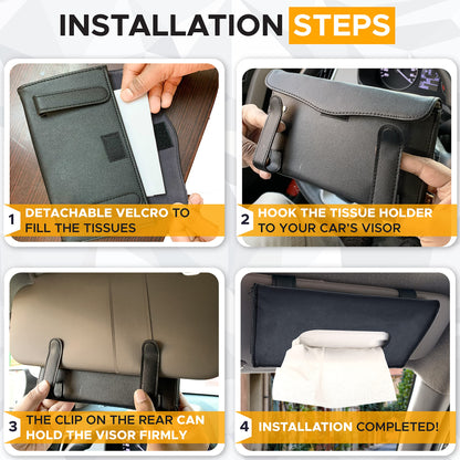 Car Tissue Holder (9"x5") | EcoNour Black Sun Visor