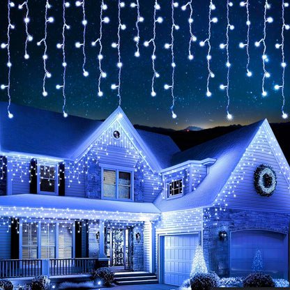 Christmas Icicle Lights Outdoor – EcoNour 240 LED Cool White Lights