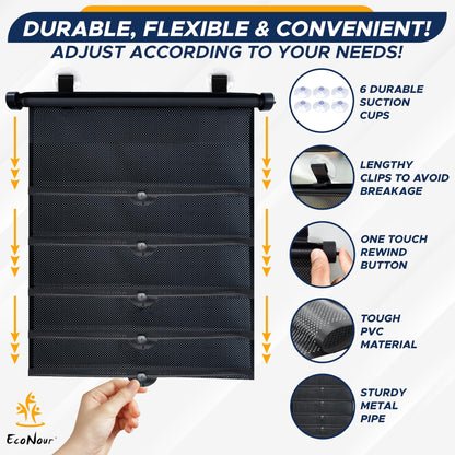 Baby Car Window Shades (2 Pack) 18"x20" with Suction Cups | EcoNour