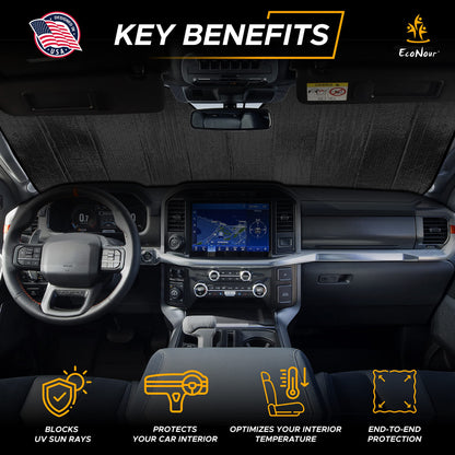 Accordion Car Windshield Sun Shade (58"x28") | EcoNour UV Blocker