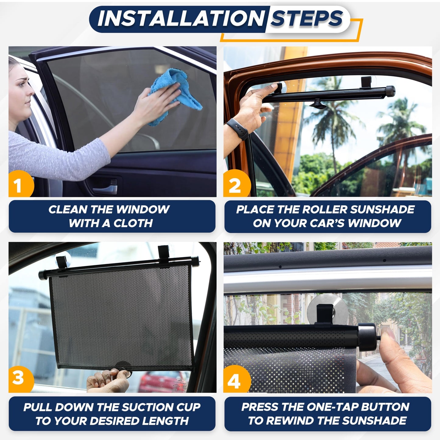 Baby Car Window Shades (2 Pack) 18"x20" with Suction Cups | EcoNour