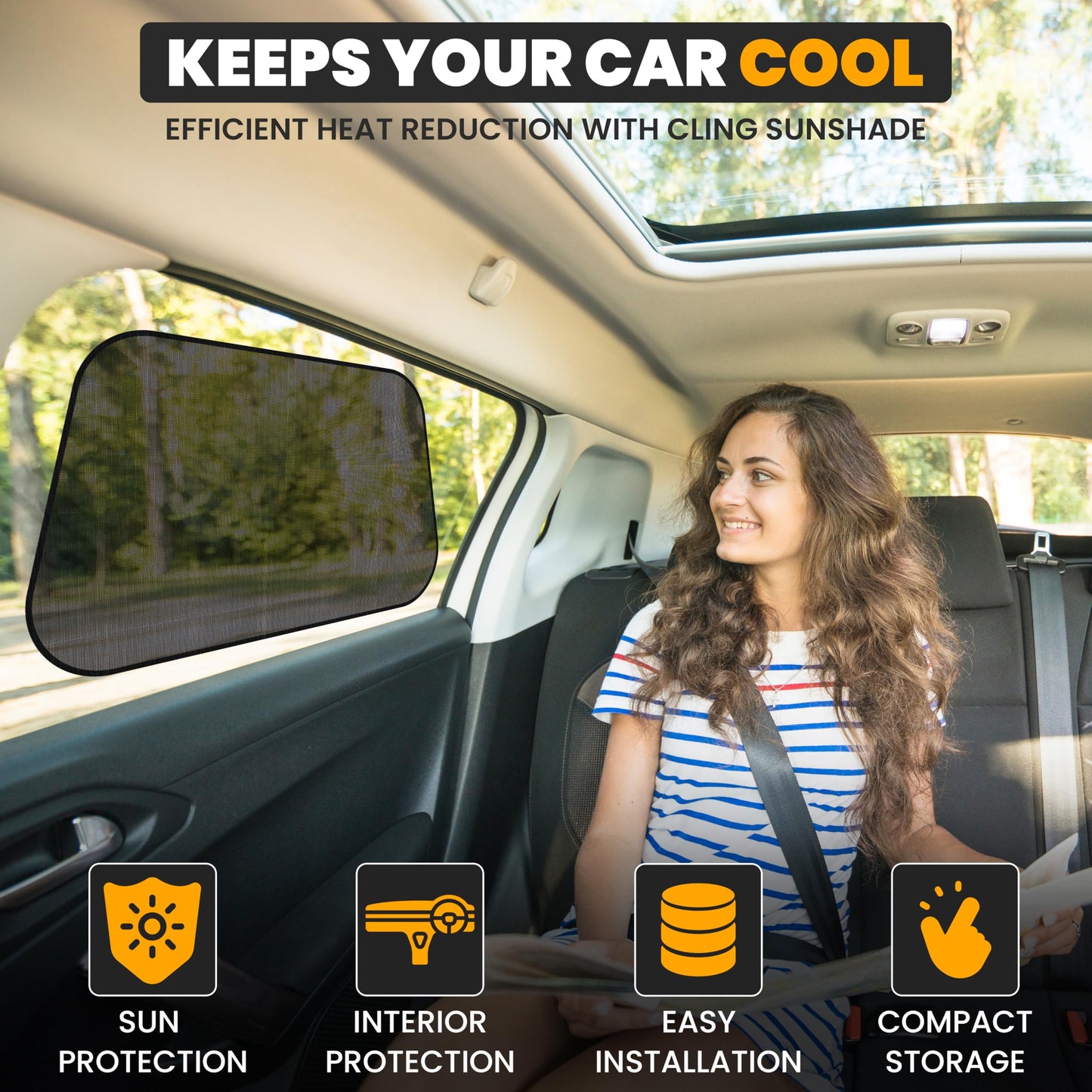 Car Side Window Shades for Baby (4 Pack) XL (26"x16") | EcoNour