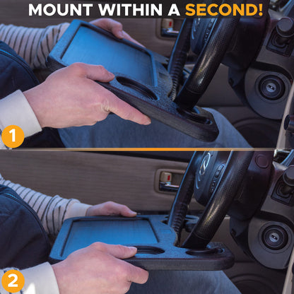 2 in 1 Car Steering Wheel Desk with Food & Laptop Tray | EcoNour