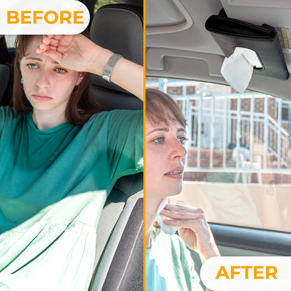 Car Tissue Holder (9"x5") | EcoNour Black Sun Visor