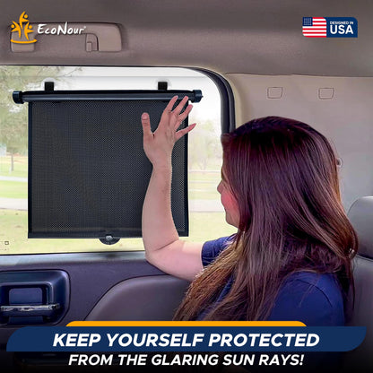 Car Window Shades for Baby (15" x 17") 2 Pack | Suction Cup | EcoNour