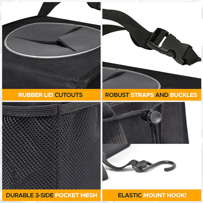 Car Trash Can with Lid Black (1.5 Gallons) | EcoNour Hanging Bin