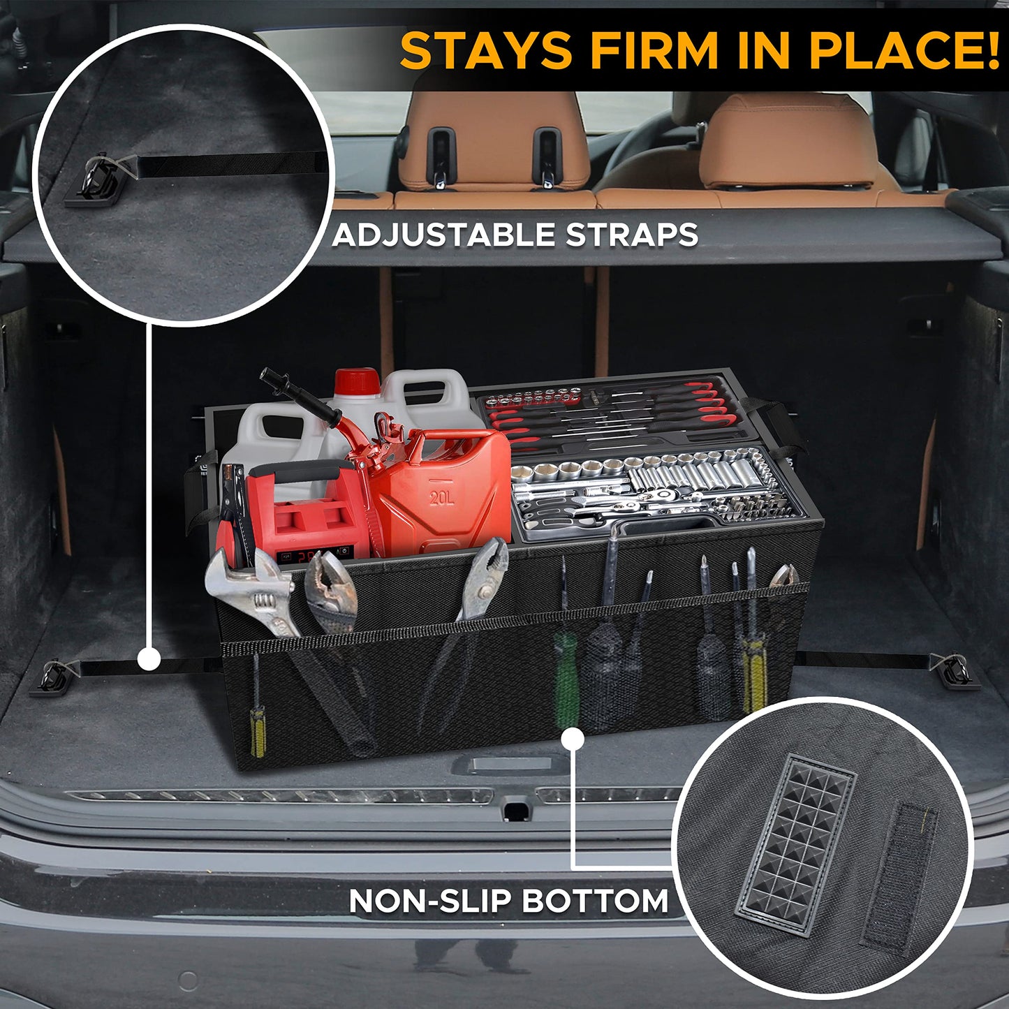 Trunk Organizer for Car (Black) | Cargo Storage Box | EcoNour