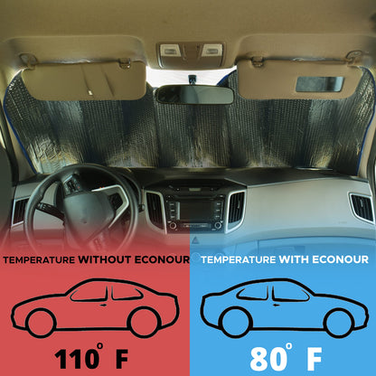 Accordion Car Windshield SunShade Foldable (Gray) 58"x27.5" | EcoNour