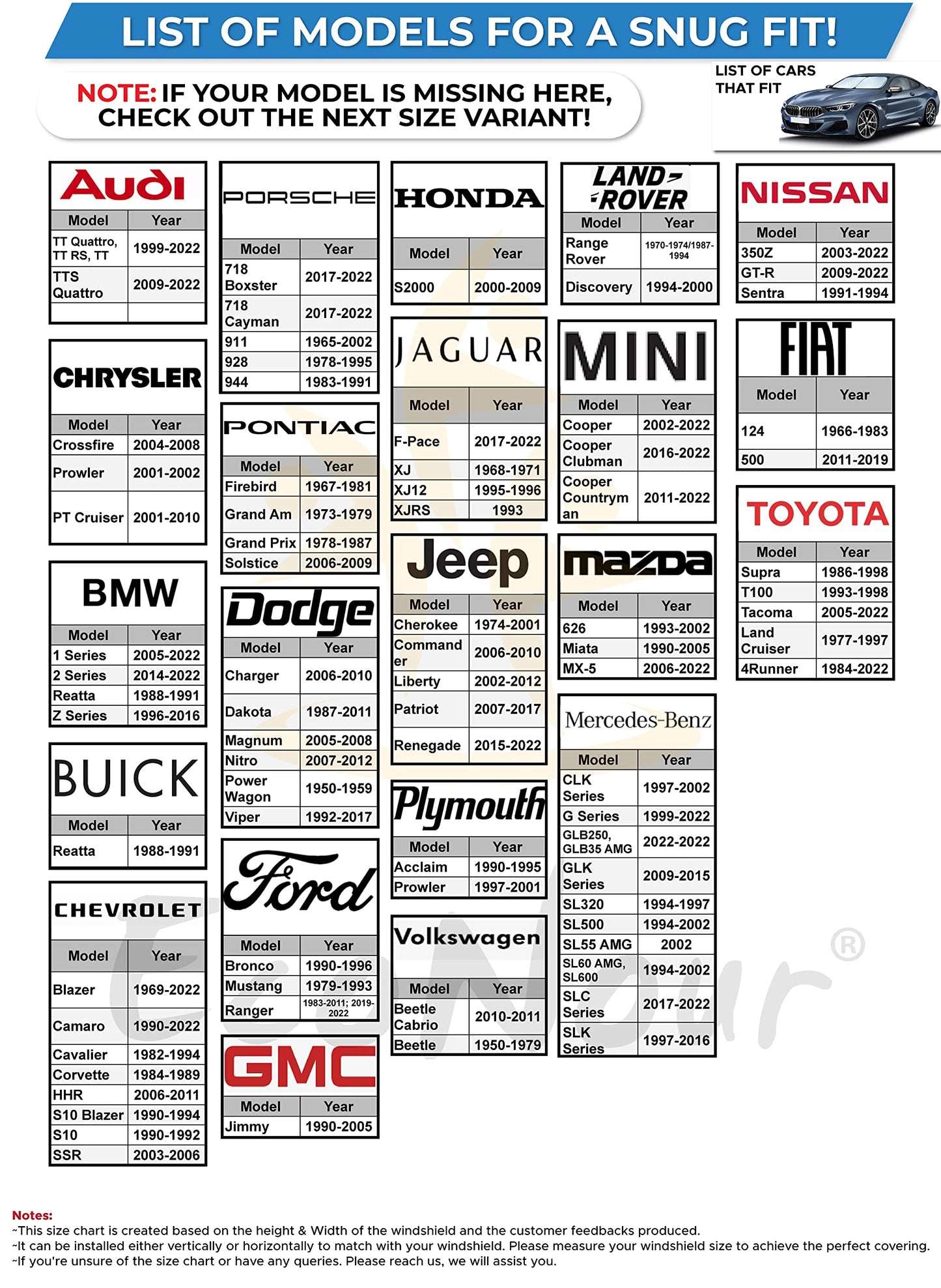 2-Piece Car Windshield Sunshade (Small) 23.5"x29" | EcoNour 240T Shade