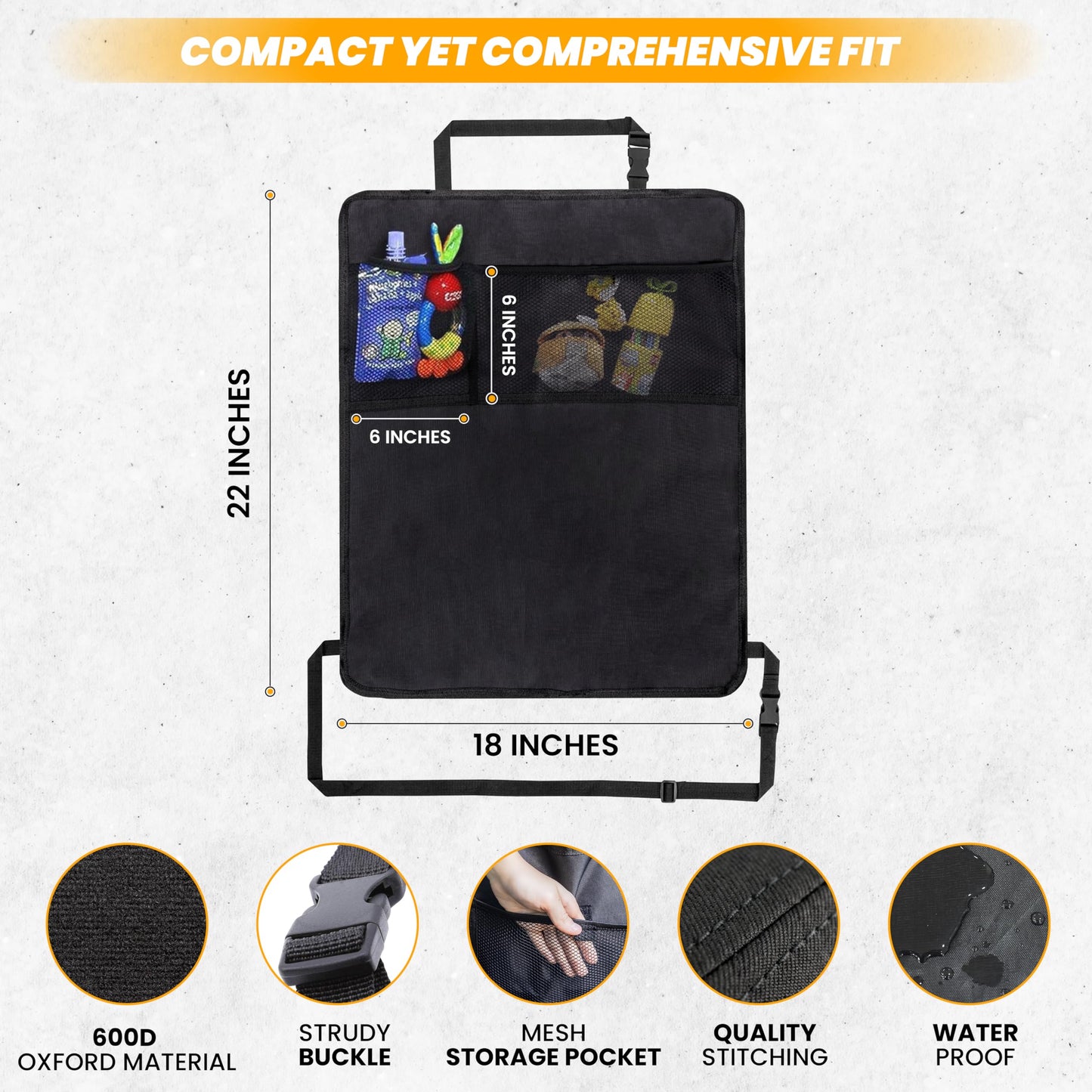 Back Seat Protector 2-Pack for Kids Feet with Organizer | EcoNour