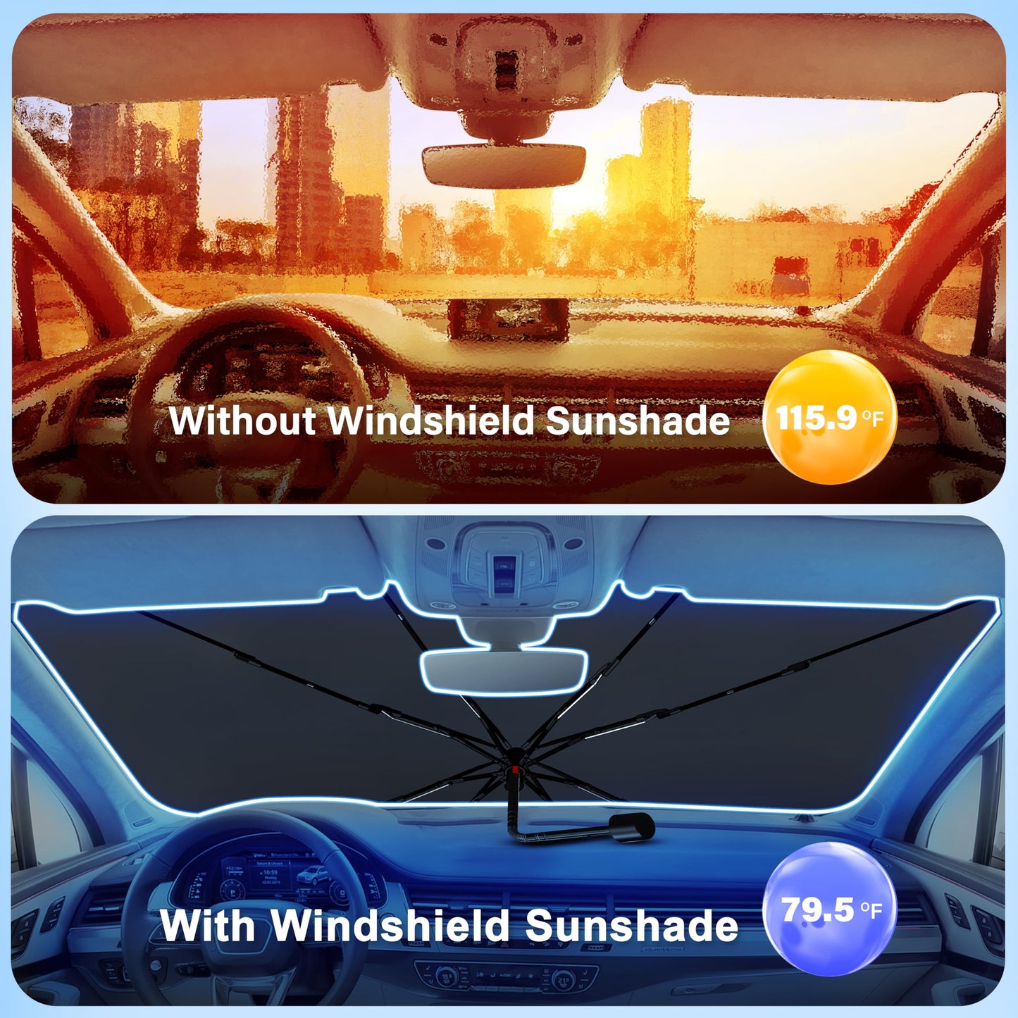 Car Windshield Sunshade Umbrella | EcoNour Foldable Sunshade cover