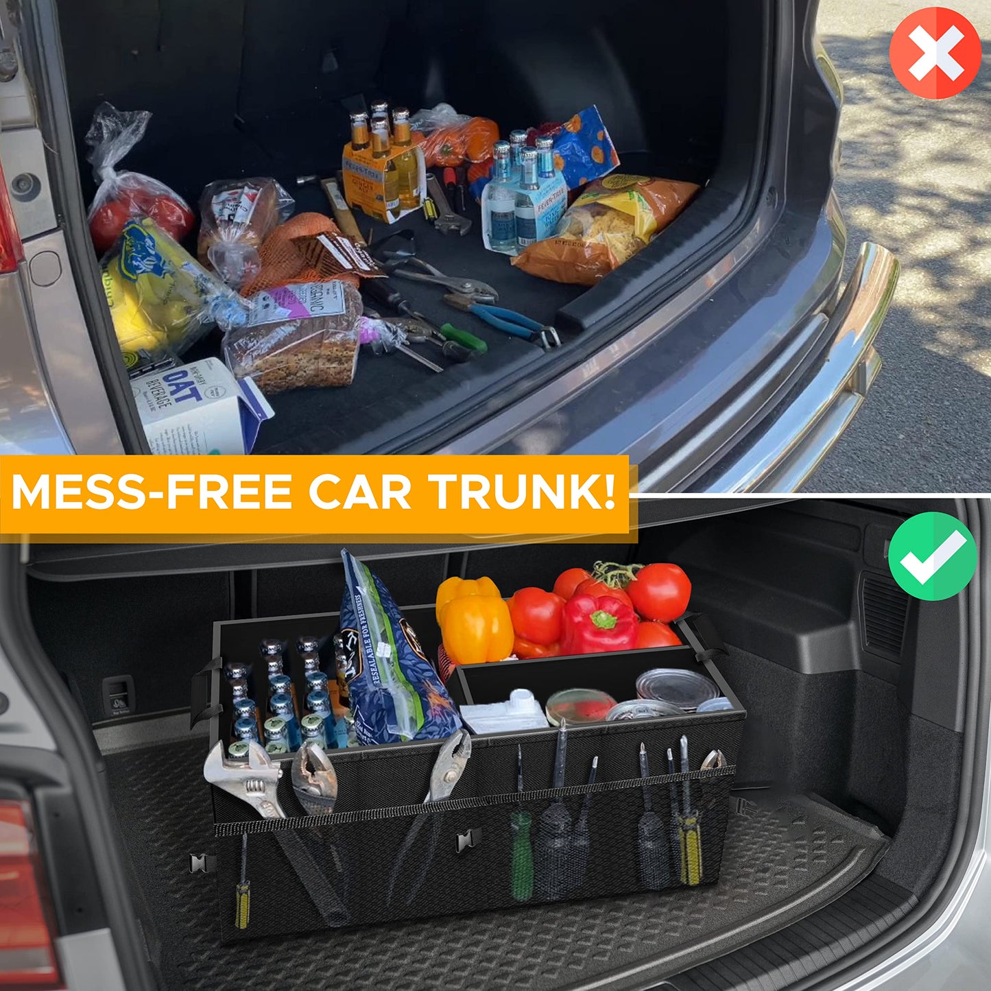 Trunk Organizer for Car (Black) | Cargo Storage Box | EcoNour