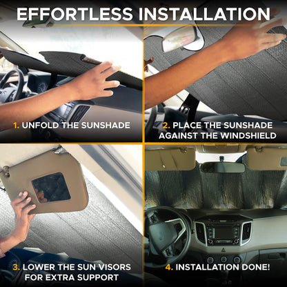 Accordion Car Windshield SunShade Foldable (Gray) 58"x27.5" | EcoNour