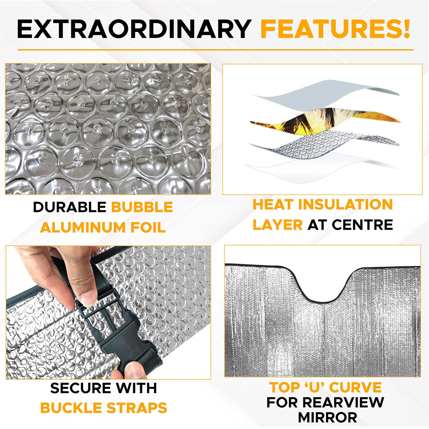 Accordion Windshield Sunshade for Jeep Wrangler | EcoNour XS (53"x17")