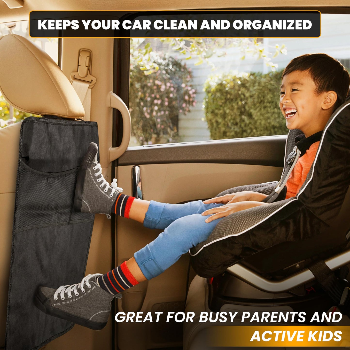 Back Seat Protector 2-Pack for Kids Feet with Organizer | EcoNour