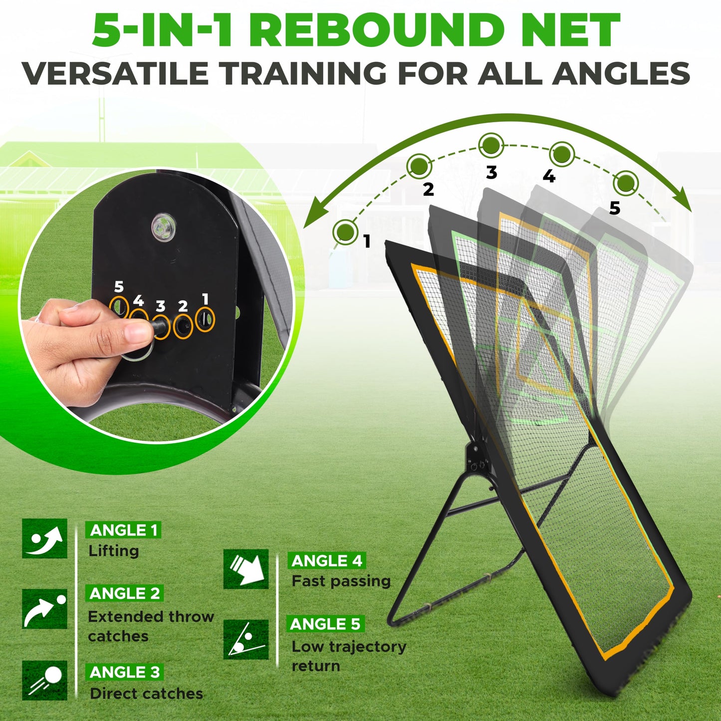 Multi-Sport Rebounder Net 4x7 ft | Adjustable 5 Angles | EcoNour