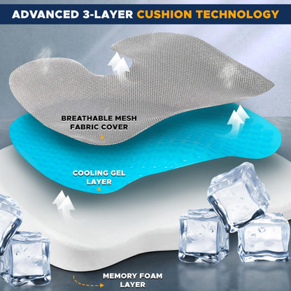 Gel Seat Cushion | EcoNour Coccyx Memory Foam Chair Cushion