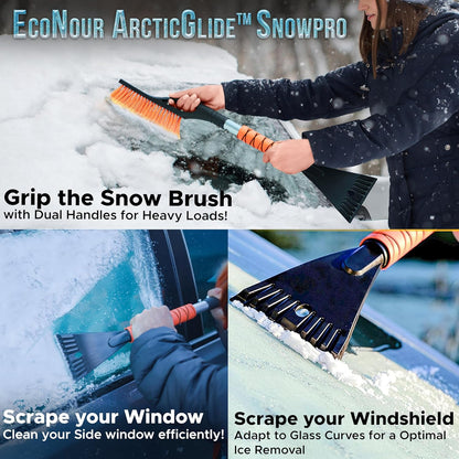 Aluminum Snow Brush & Ice Scraper for Car 27" Orange | EcoNour
