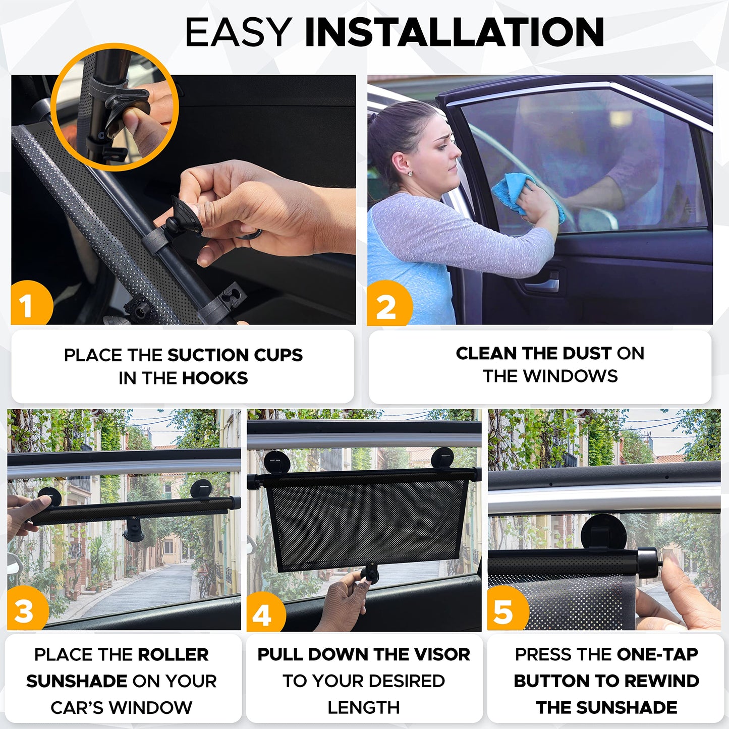 Car Side Window Sun Shade (2 Pack) 15"x17" with Suction Cup | EcoNour