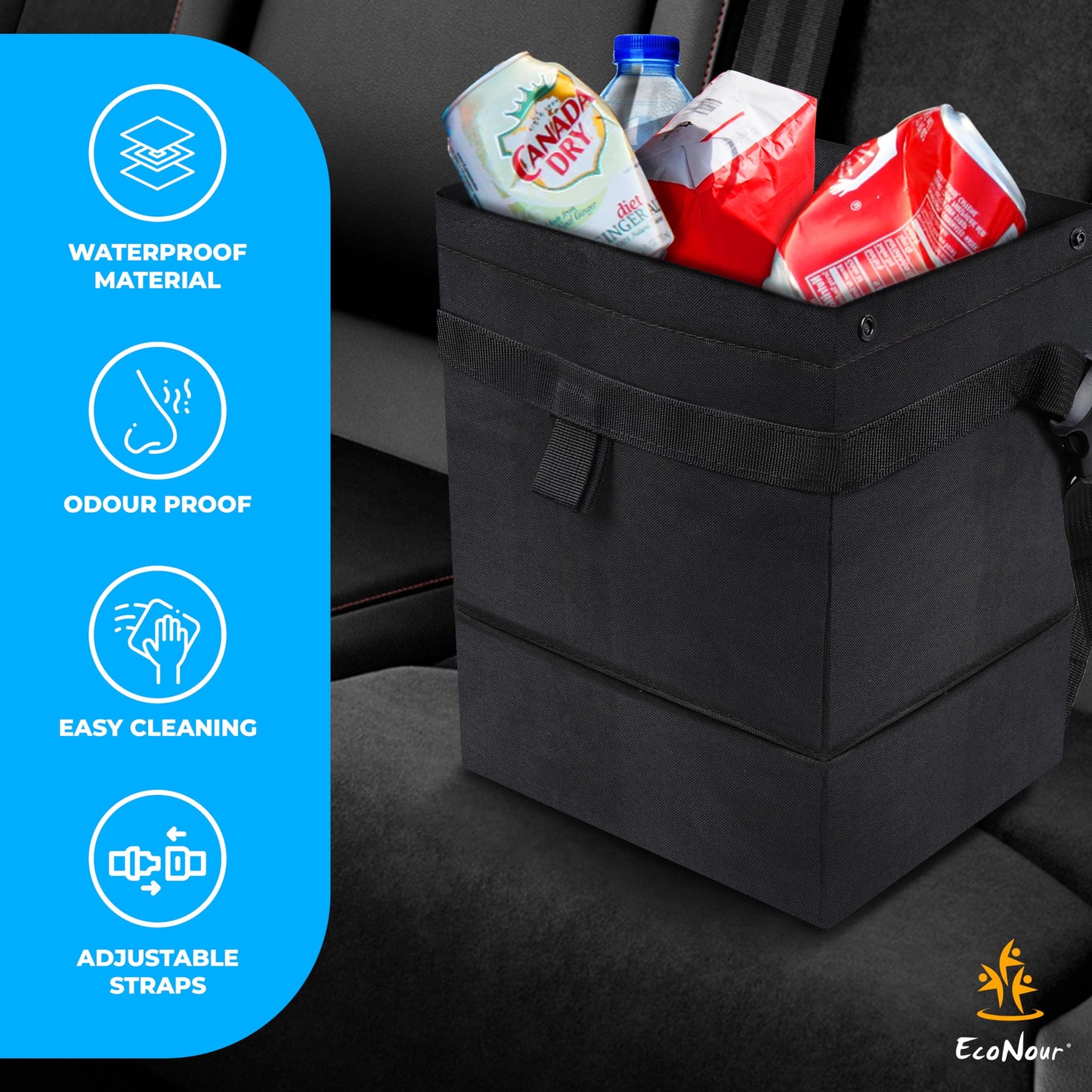 Car Trash Bag (21.8 x 23.4 cm) Waterproof and Leakproof | EcoNour