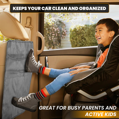 Back Seat Protector 2-Pack for Kids Feet (Grey) | EcoNour Car Kick Mat