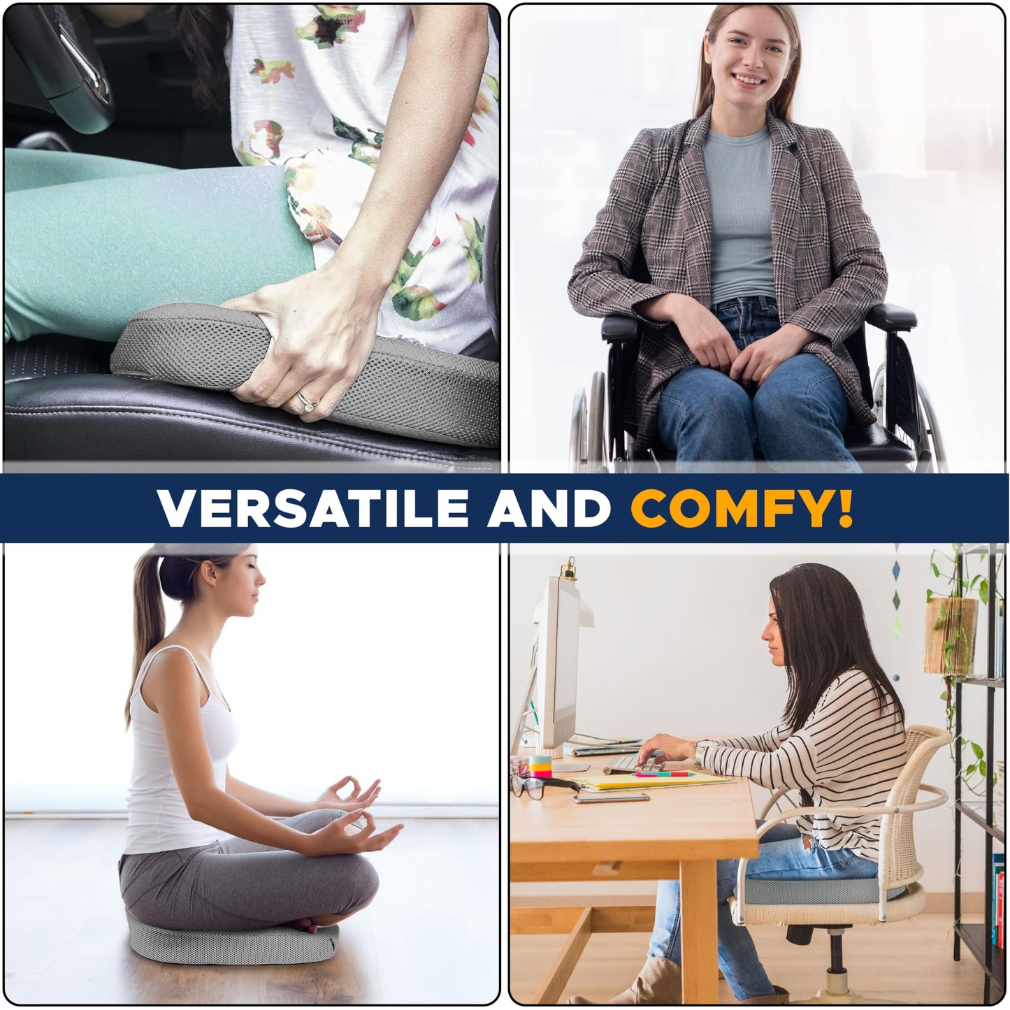 Gel Seat Cushion | EcoNour Coccyx Memory Foam Chair Cushion