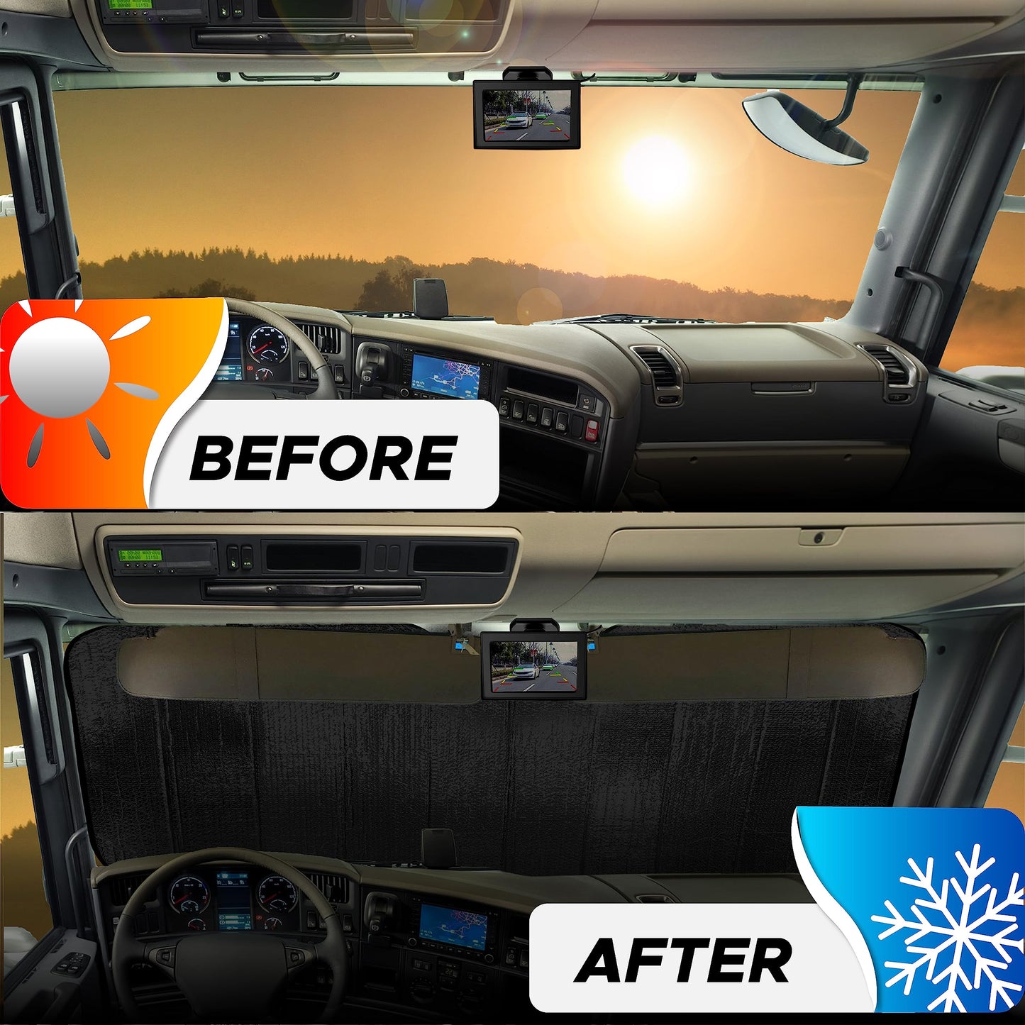 Accordion Windshield Sunshade for Trucks | EcoNour XXL (80"x30")