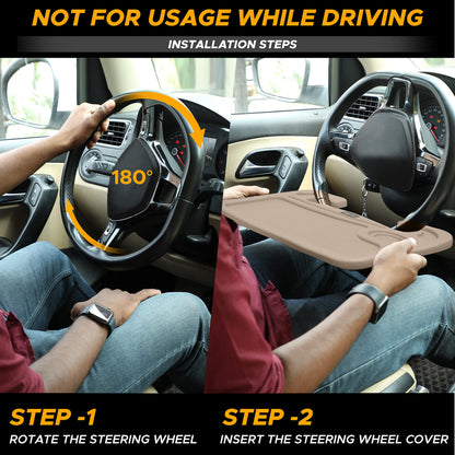 2 in 1 Car Steering Wheel Desk (Beige) | EcoNour Laptop & Food Tray