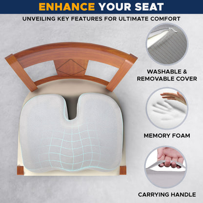 Gel Seat Cushion | EcoNour Coccyx Memory Foam Chair Cushion