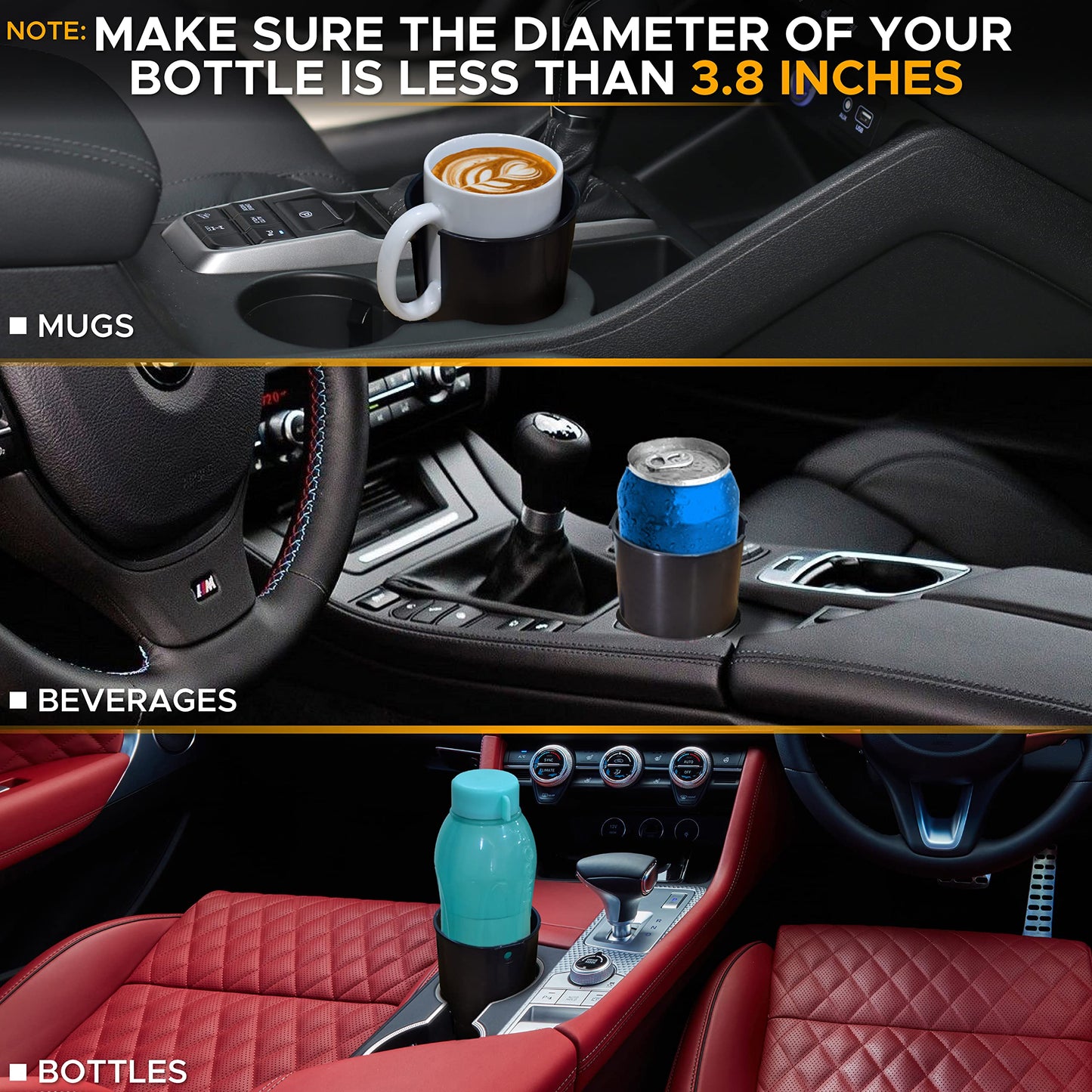 Car Cup Holder Expander | EcoNour Detachable Large Cup Extender