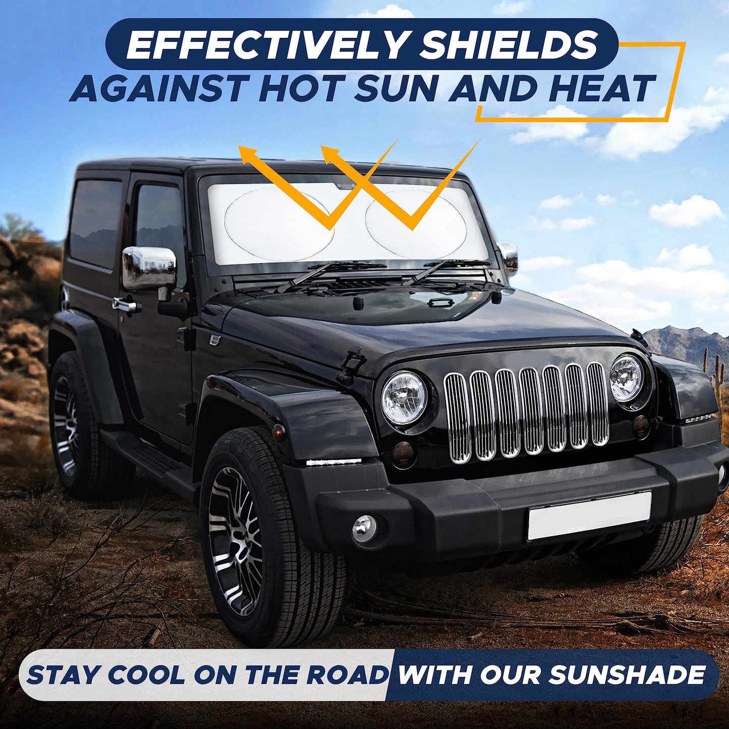 Jeep Windshield Sunshade X-Small (60"x21") | EcoNour UV Protection