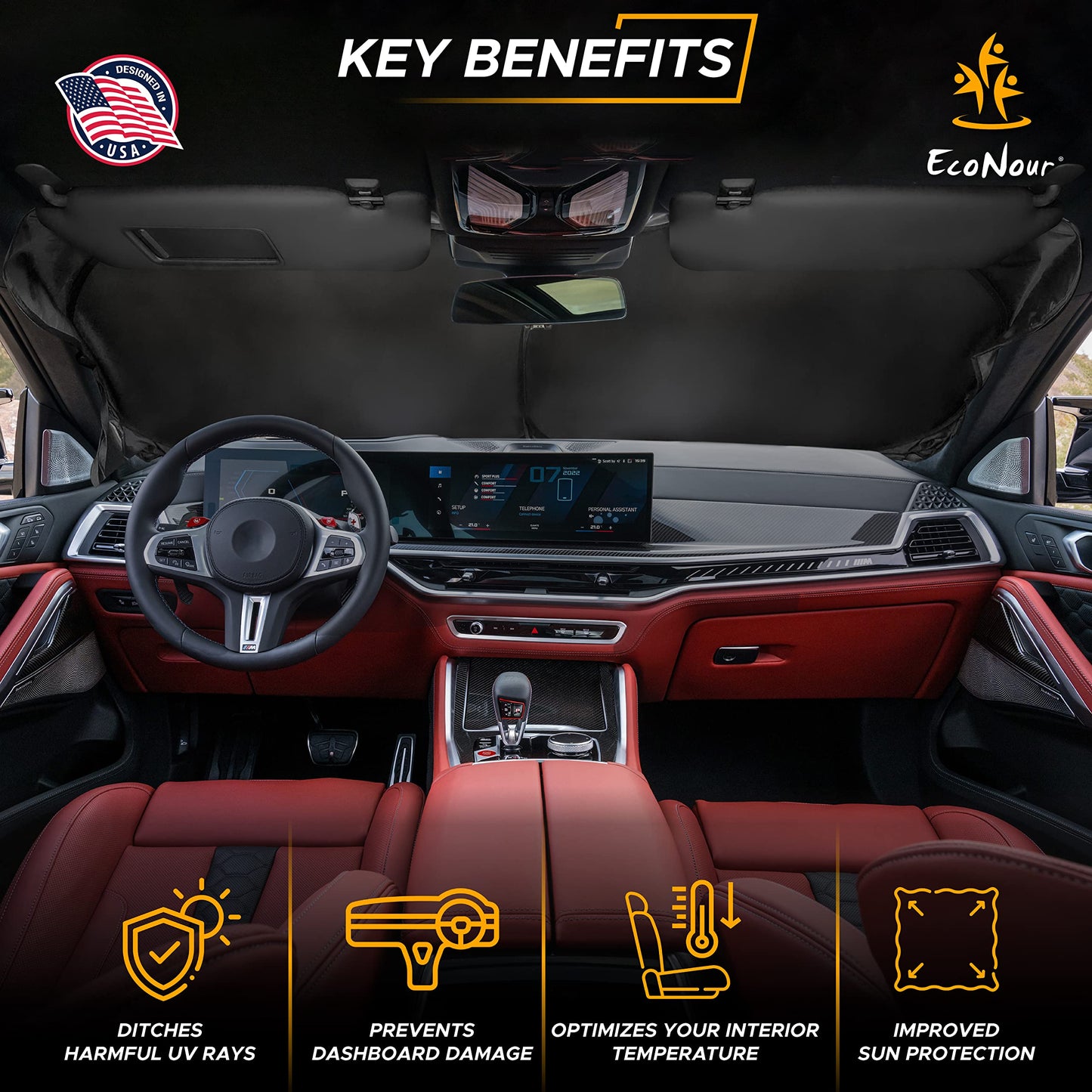 Camouflage American Flag Windshield Sun Shade (64"x33") | EcoNour