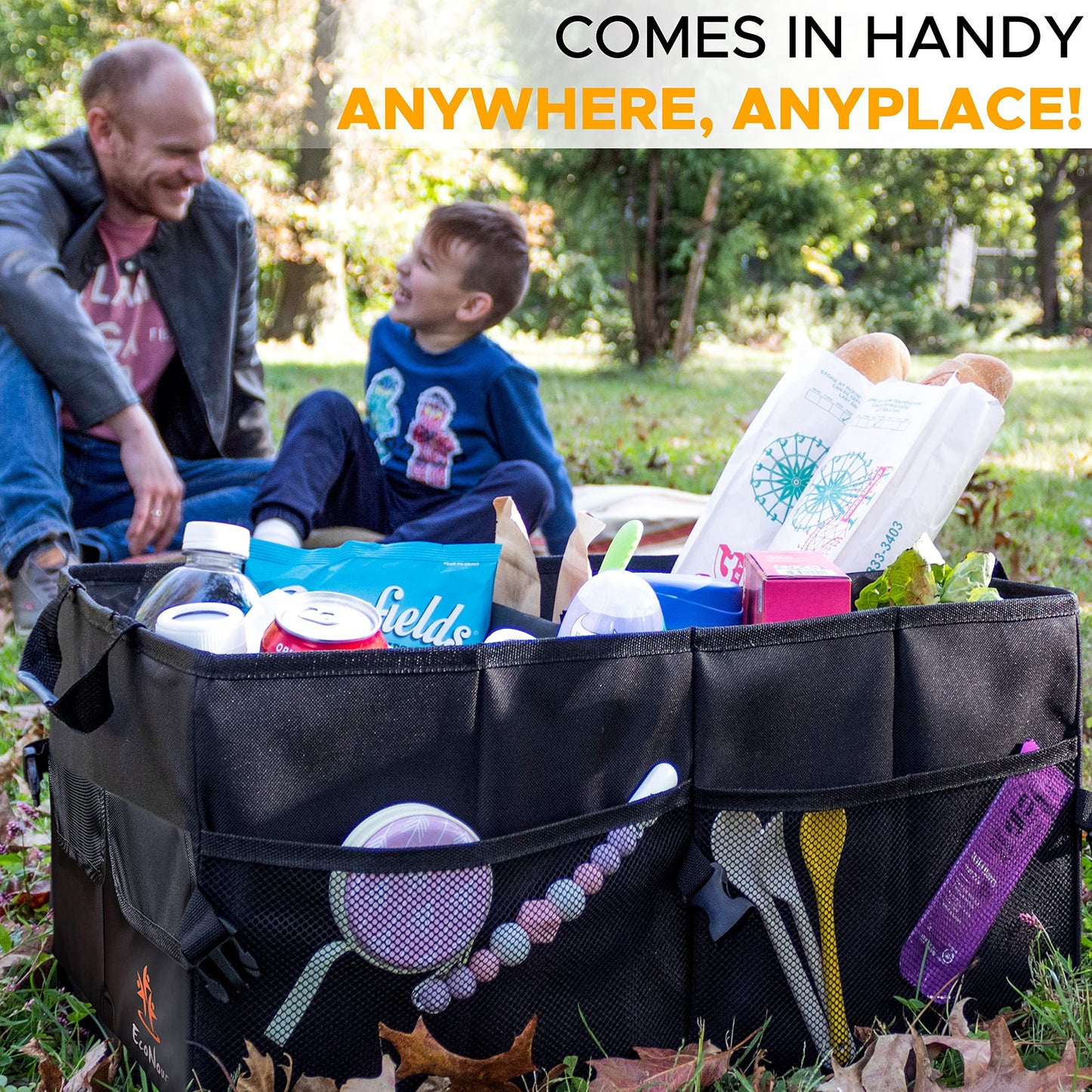 Trunk Organizer for Car (Black) | Cargo Storage Box | EcoNour