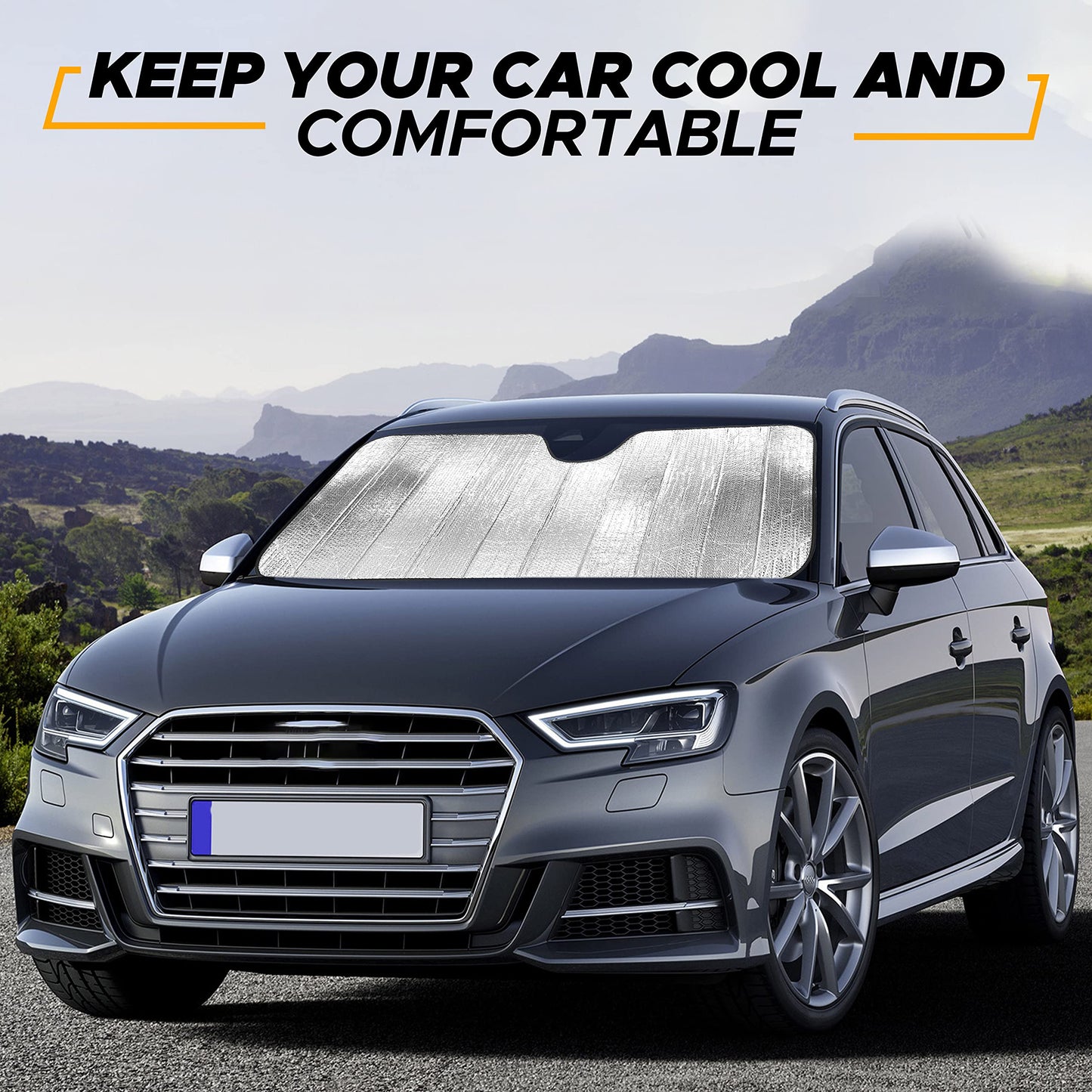 Accordion Car Windshield Sunshade (26"x56") | EcoNour Window Shades