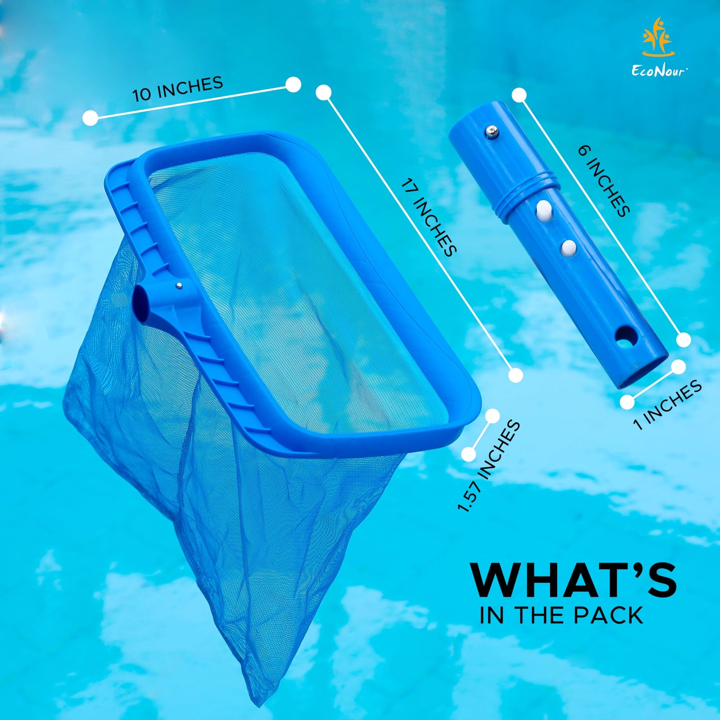 Pool Skimmer Net with Deep Rake & Fine Mesh Frame | EcoNour Pool Nets