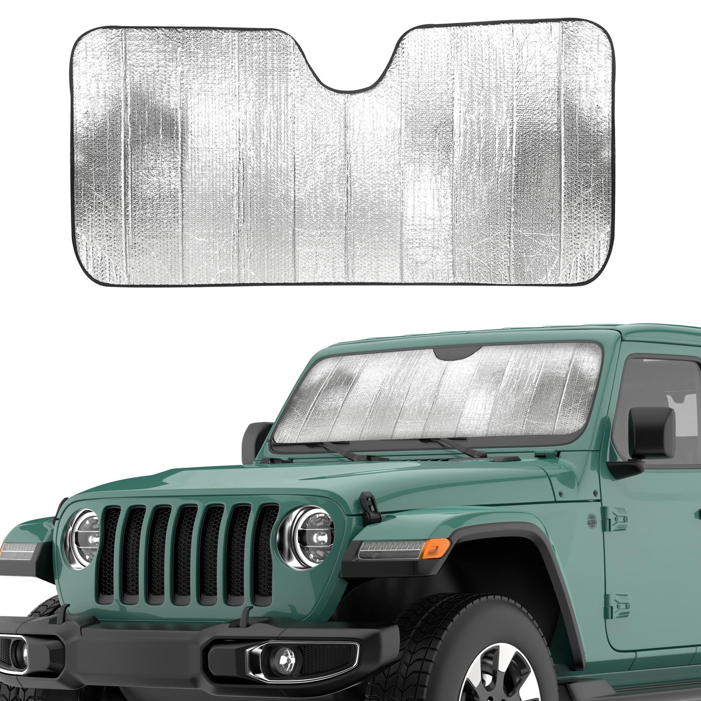 Accordion Windshield Sunshade for Jeep Wrangler | EcoNour XS (53"x17")
