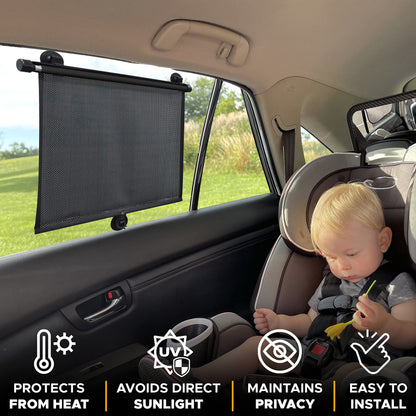 Car Side Window Sun Shade (2 Pack) 15"x17" with Suction Cup | EcoNour